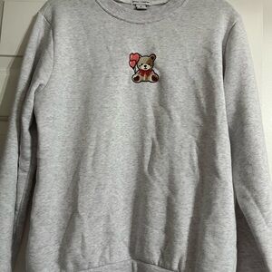 Gray Sweater with Bear Design